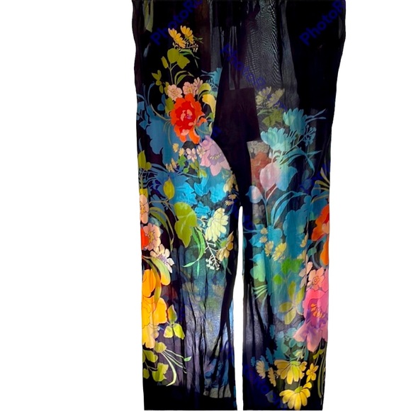 JOHNNY WAS black with floral sheer pants in size S, NWT - Picture 5 of 11